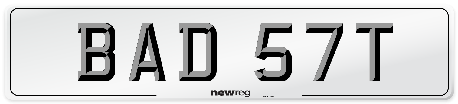 BAD 57T Number Plate from New Reg